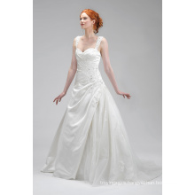 Good Quality Ivory Satin Applique Bridal Dress